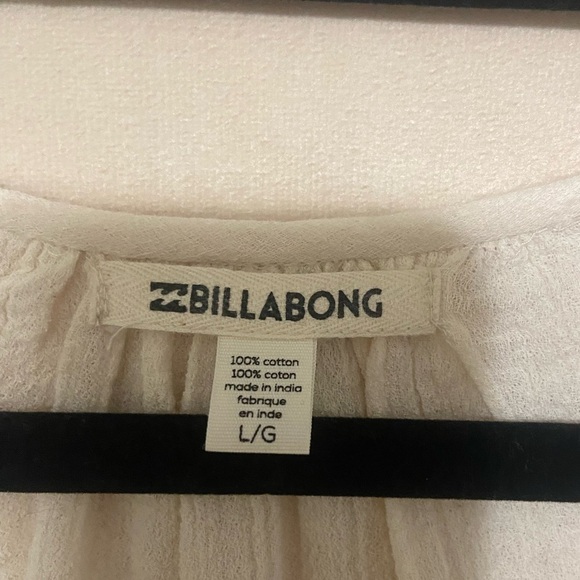 Billabong EUC boho metallic embroidered relaxed fit peasant top 100% cotton L - Picture 3 of 6